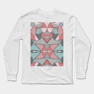 Origami Melted Retro Repeated Pattern Long Sleeve T-Shirt